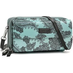 Women Paisley Qurquoise Imported Faux Leather Crossbody With Phone Pocket Bag